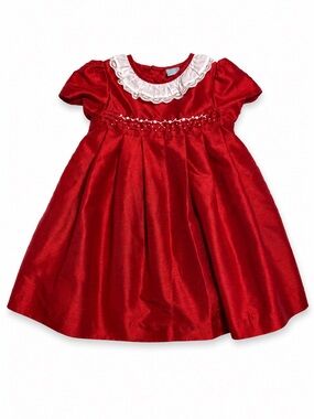 Edgehill Collection Red Holiday Dress Girls 18M Christmas Party Tulle Lace Bow